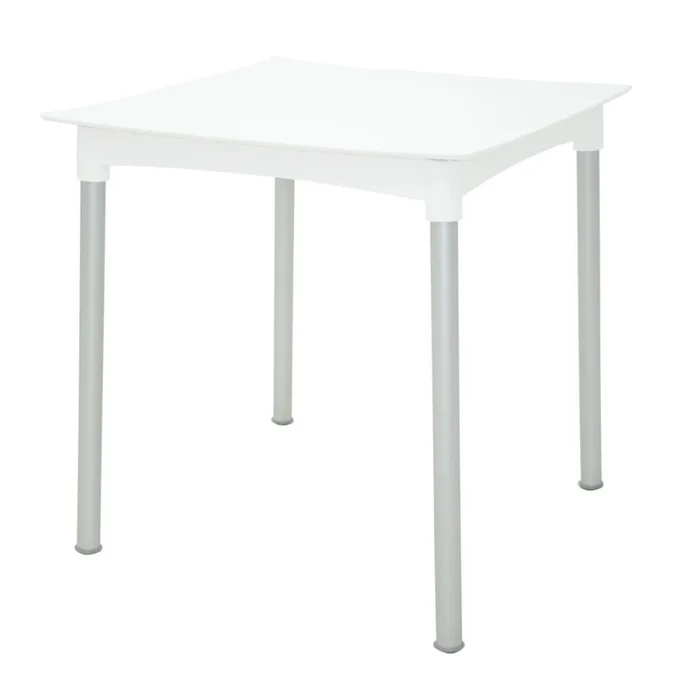 MESA DIANA MONTABLE BLANCO 70X70XH72CM PATAS ALUMINIO en Blanco - Mesas de comedor, Uruguay | Decohogar