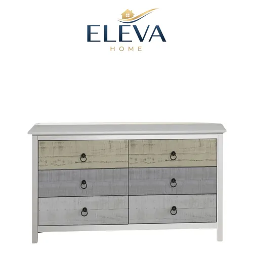 Comoda 6 cajones Linea Flora - Blanco en Blanco - Cómodas, Uruguay | Nario Hogar