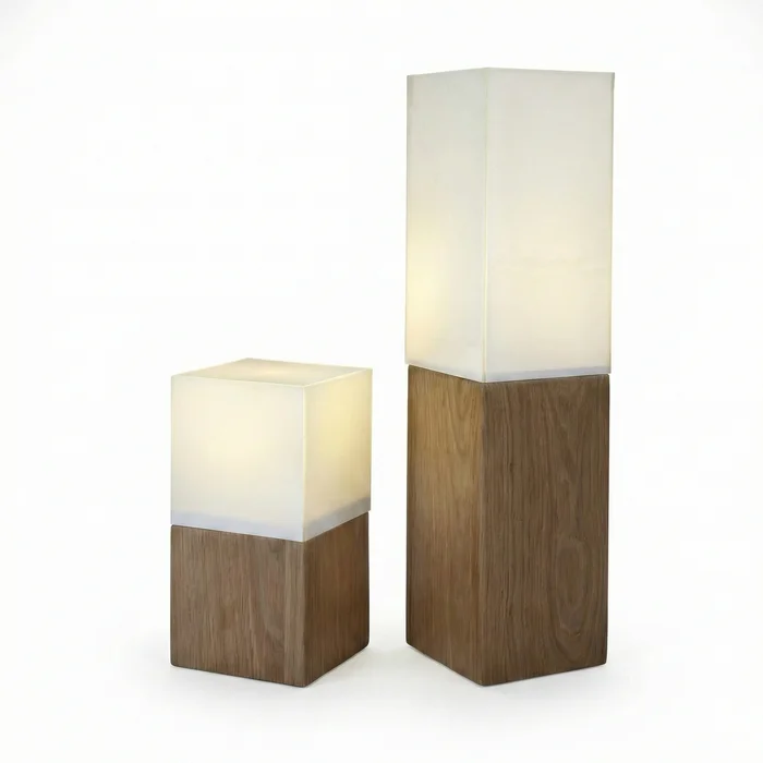 Lámpara de Mesa Block Duo en Madera natural - Lámparas de mesa, Uruguay | La Perla