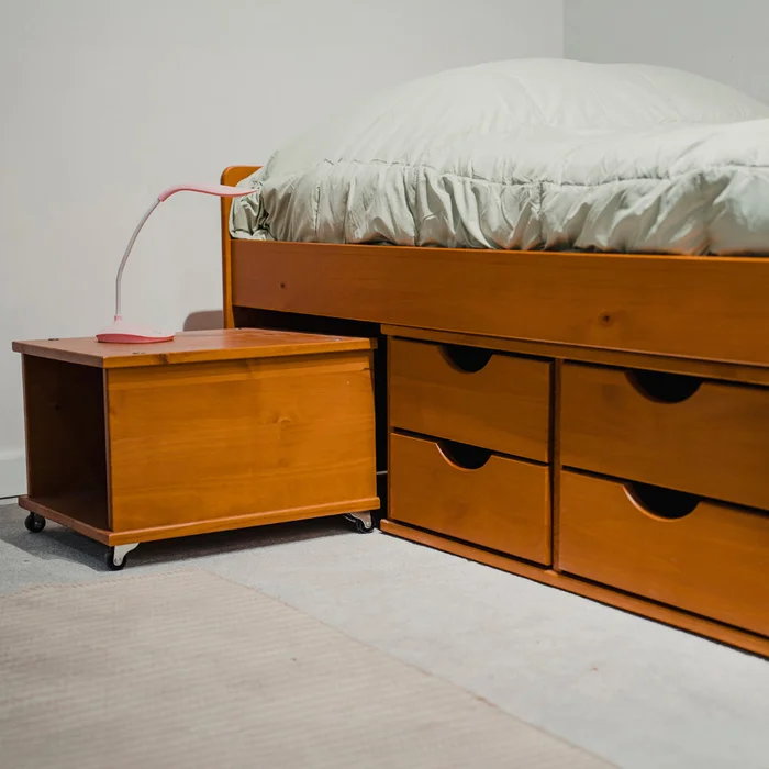 Cama Madera Maciza Con Cajones - 1 plaza - Linea floro - Blanco en Blanco - Dormitorio, Uruguay | Ecowood, vista 6