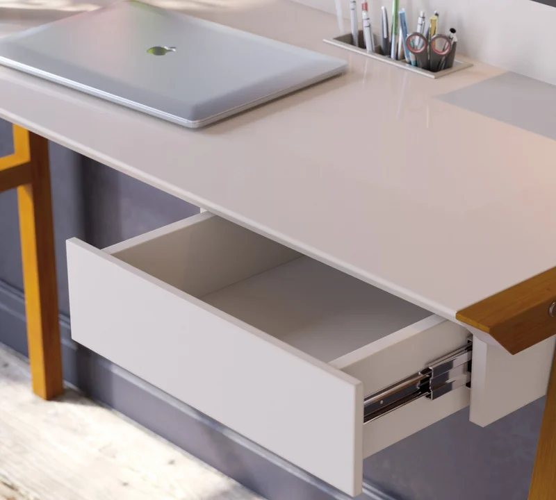 Escritorio Job - Cajón y Estante - Línea Manhattan - Blanco en Beige - Escritorios y sillas de escritorio, Uruguay | Rústico Hogar, vista 3