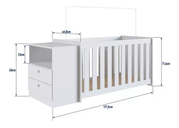 Cuna Zuri – Transformable 3 en 1 con Cajonera en Blanco - Dormitorio, Uruguay | RM Muebles y Deco, vista 4