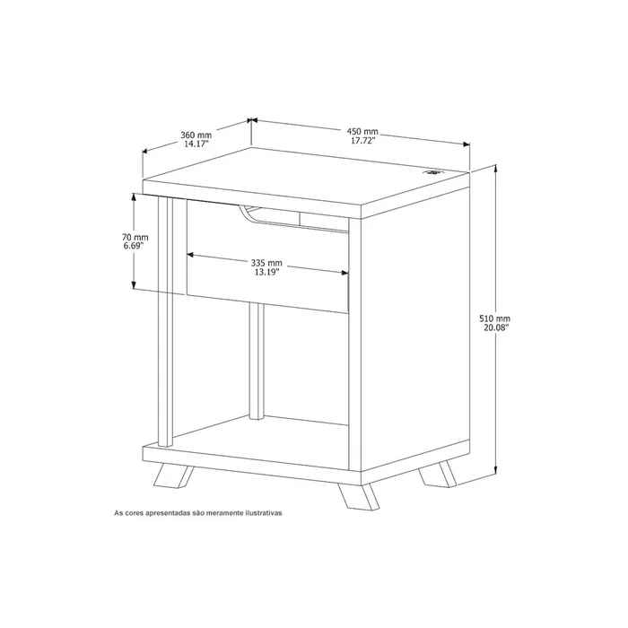 Mesa De Luz Smart 1 Cajon Con Cargador Usb Moderna en Blanco - Mesas de luz, Uruguay | Soy Hogar, vista 2