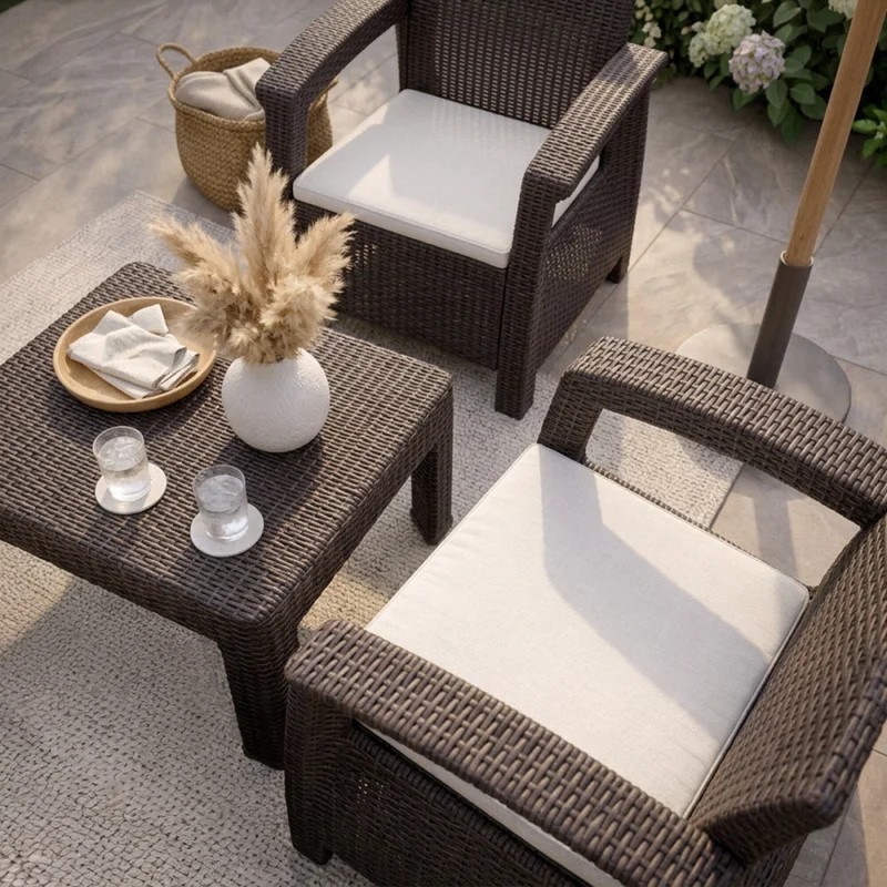 Juego de Jardín Santorini - 2 cuerpos, 2 butacas y mesa - Moka en Marrón - Muebles para el exterior, Uruguay | Nyr, vista 3