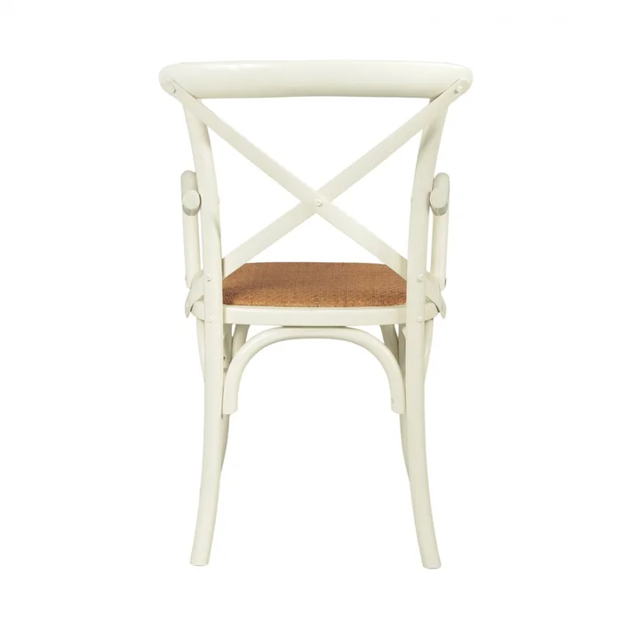 Silla de Abedul cruceta con apoyabrazos - Blanco en Marrón - Sillas, Uruguay | Rústico Hogar, vista 2