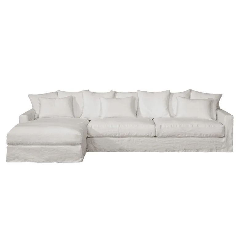 RINCONERA BISCARROSSE 303X100X160 LINO BLANCO CHAISE LONGUE IZQUIERDO en Blanco - Sillones y sofás, Uruguay | Masinfinito Casa