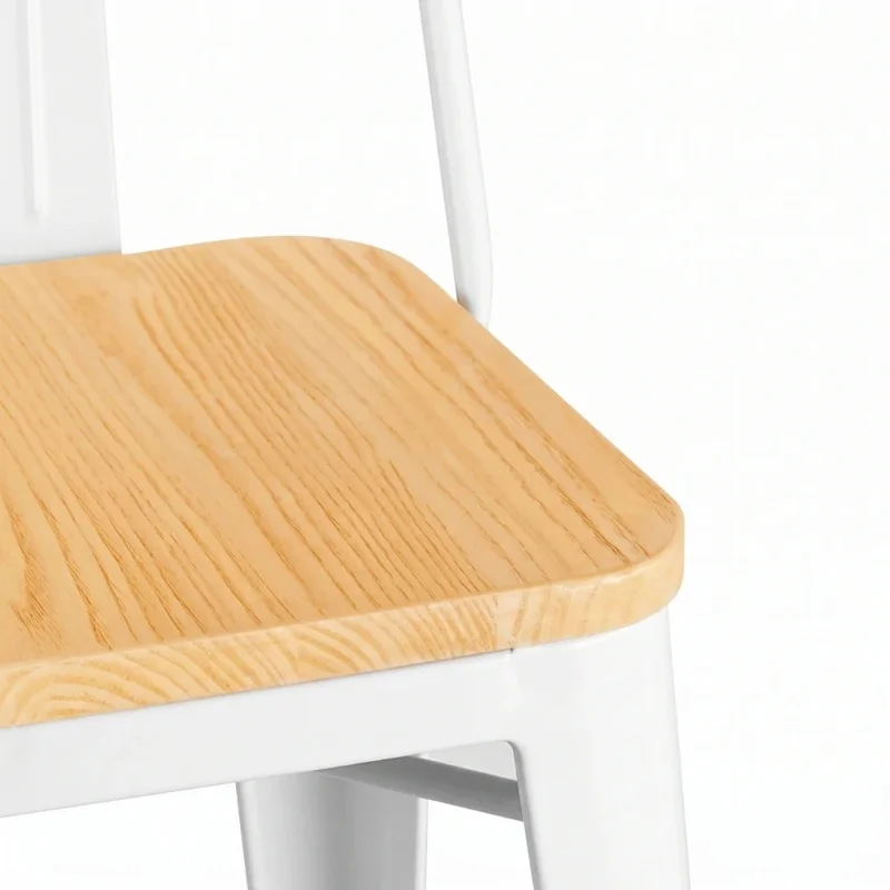 Banqueta Butaca con Respaldo Metal Madera - Tolix - Blanco en Blanco - Butacas, banquetas y puffs, Uruguay | Ecowood, vista 4