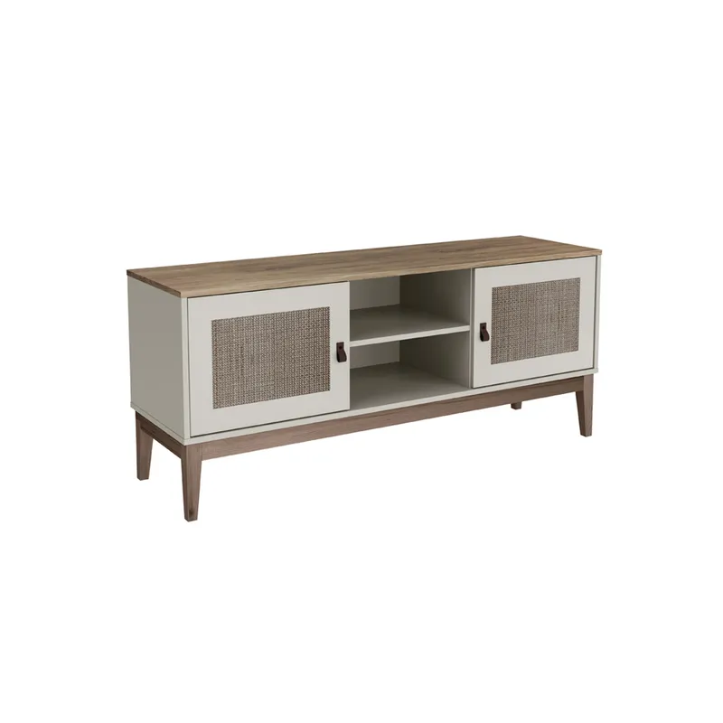 Rack Tv 2 Puertas 2 Estantes Estilo Colonial Linea Mexicana en FREIJO/OFF WHITE - Muebles para TV, Uruguay | Muebles Express