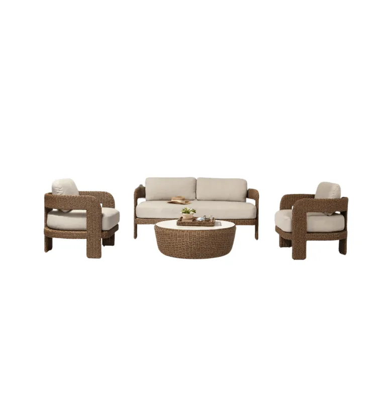 CONJUNTO MAE EXTERIOR BEIGE MADERA NATURAL en Beige - Muebles para el exterior, Uruguay | Masinfinito Casa