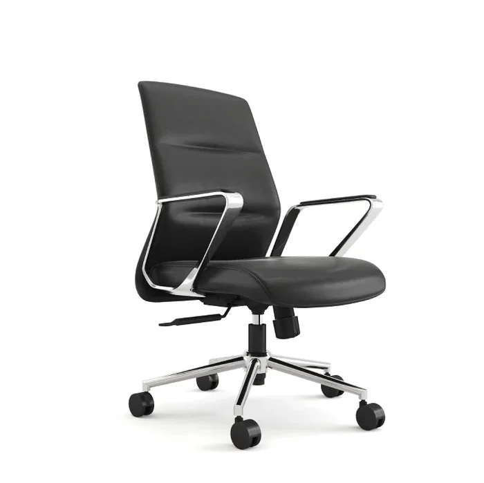 Silla ejecutiva Depa en eco cuero con respaldo bajo en Negro - Escritorios y sillas de escritorio, Uruguay | Armo, vista 2