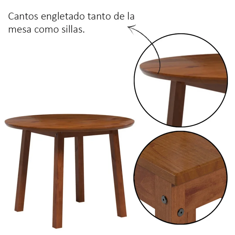 Conjunto de Comedor 4 sillas - Brunei - Nogal en Marrón - Mesas de comedor, Uruguay | Rústico Hogar, vista 4