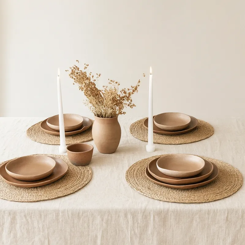 Set x 4 Individuales Circulares en Madera natural - Alfombras, Uruguay | Casa Ernesta