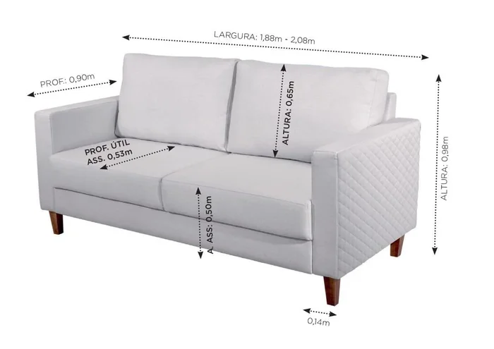 Sofá Zafiro 3 Cuerpos 210cm - Gris - Sillones y sofás, Uruguay | Berna home, vista 3