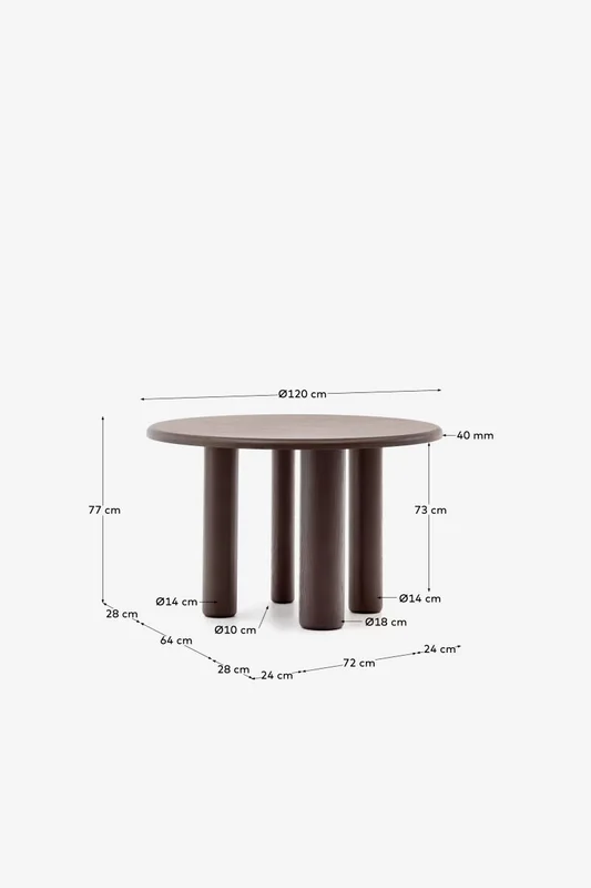 Mesa redonda Mailen - en chapa de fresno con acabado oscuro Ø 120 cm en Madera natural - Mesas de comedor, Uruguay | Kavehome, vista 6