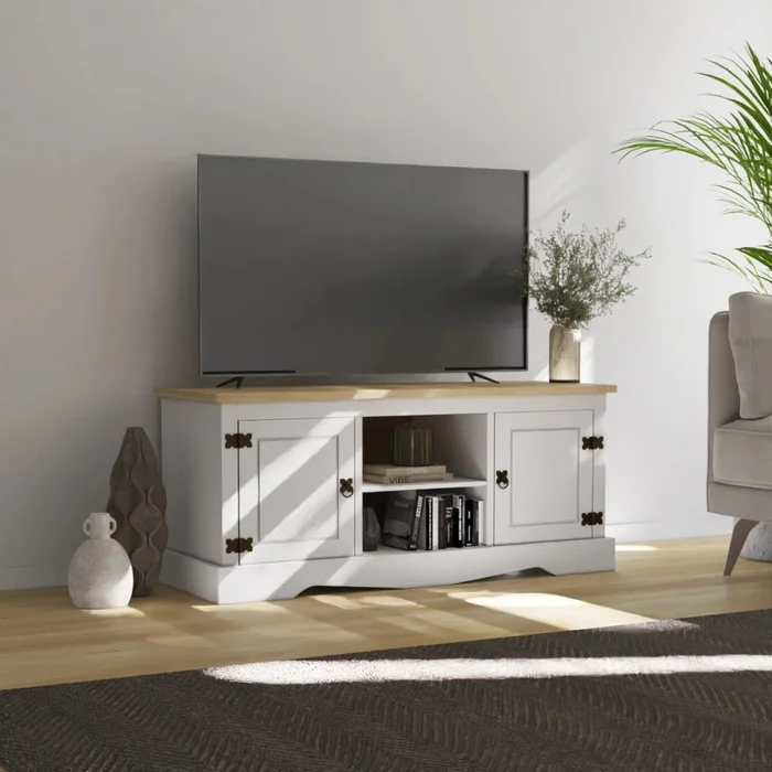 Rack 2 puertas 1 Estante - 120cm - Línea Monterrey - Blanco en Blanco - Muebles para TV, Uruguay | Ecowood, vista 3
