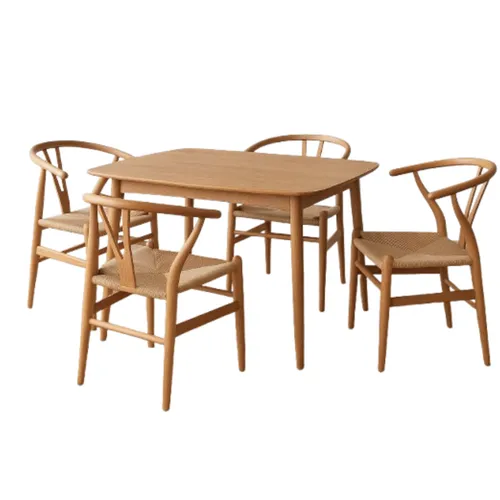 Juego de Comedor Mesa Rectangular 110 x 90 cm + 4 Sillas Wishbone - Sillas, Uruguay | Berna home