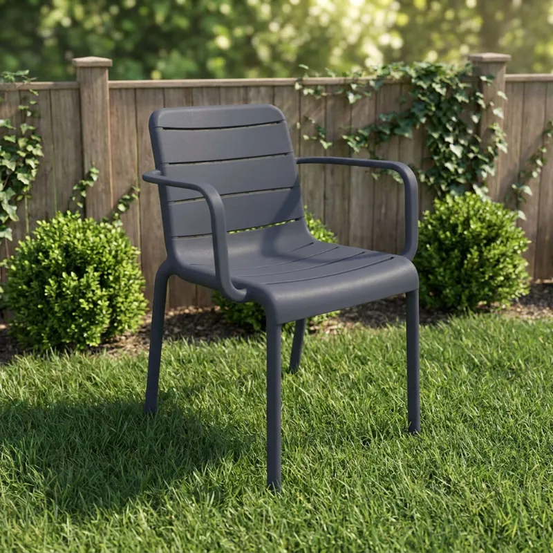 Silla C/posabrazo Polipropileno Gris Cartagena en Gris - Muebles para el exterior, Uruguay | Divino