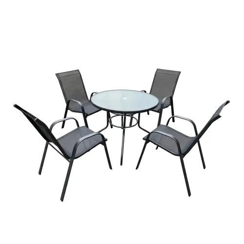 JUEGO DE JARDIN REDONDO CON 4 SILLAS en Gris - Muebles para el exterior, Uruguay | Alfa Ventas