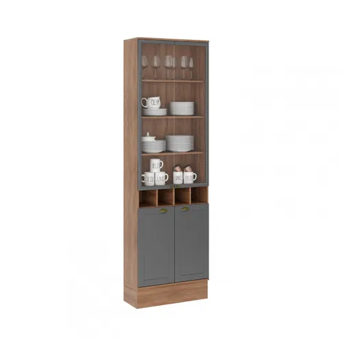 Armario Cocina Americana 2 Puertas de Vidrio Gris en Gris - Aparadores y recibidores, Uruguay | Rústico Hogar