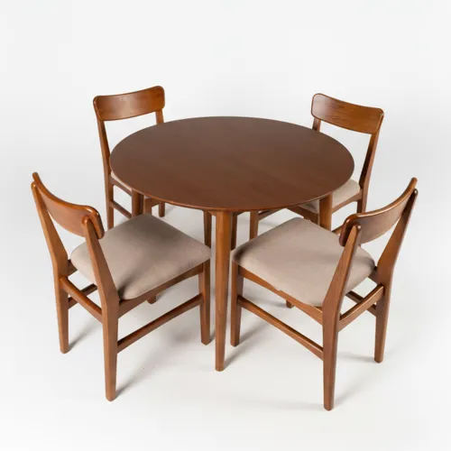 Juego de Comedor Olmo - Mesa redonda 115 + 4 sillas - Honey en Marrón - Mesas de comedor, Uruguay | NYR