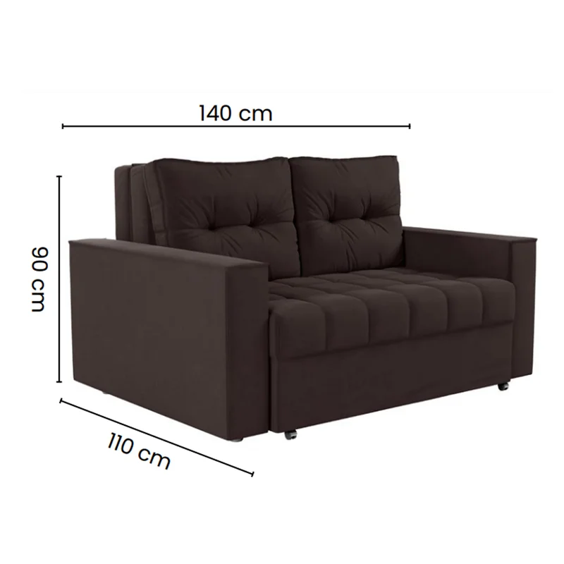 Sofa Cama 2 Plazas Abertura Frontal Ruedas Patas De Madera en Marrón - Sillones y sofás, Uruguay | Soy Hogar, vista 4