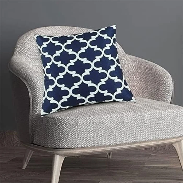 ALMOHADON ESTAMPADO 45x45CM GEOMETRICO AZUL/BLANCO en Azul - Textiles, Uruguay | Decohogar, vista 3