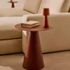 Mesa auxiliar Wilshire cristal templado glaseado y acero acabado - pintado terracota mate Ø50cm en Rojo - Mesas de arrimo, Uruguay | Kavehome, vista 2 de 7