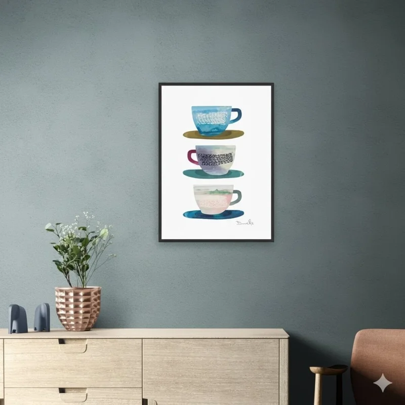 CUADRO CANVAS 40x50cm MARCO TRES TAZAS CAFÉ en Multicolor - Decoración de pared, Uruguay | Decohogar, vista 3