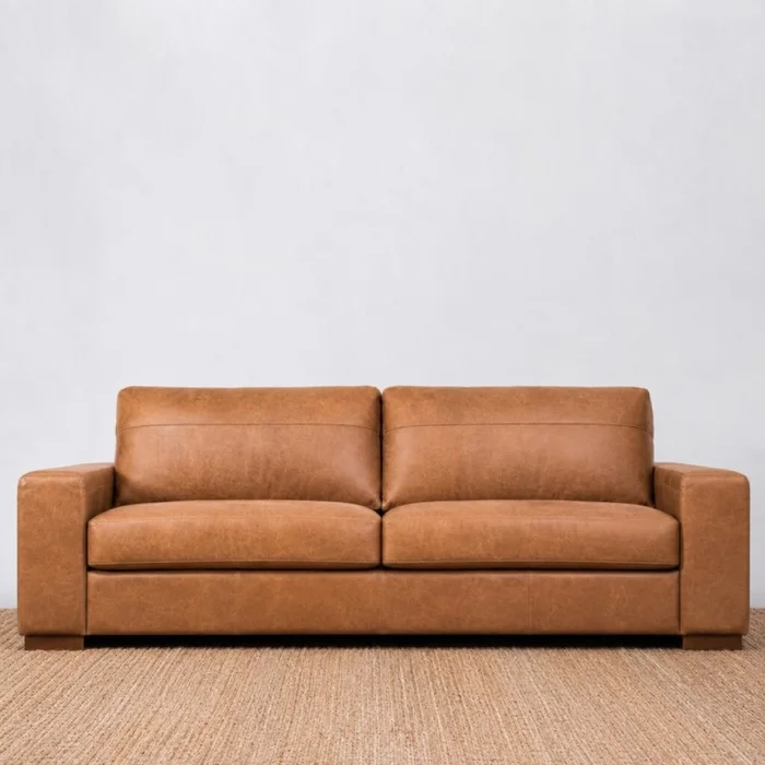 Sillón Cuero Octavio 3 Cuerpos Amendoa en Marrón - Sillones y sofás, Uruguay | Aihaus