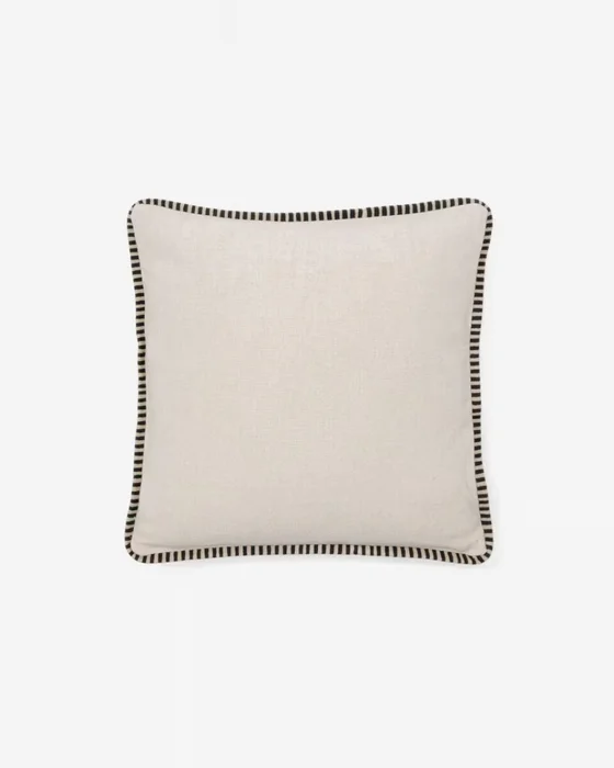 Almohadón Ardit de lino y algodón beige con raya bordada a contraste - negro 45 x 45 cm en Beige - Textiles, Uruguay | Kavehome