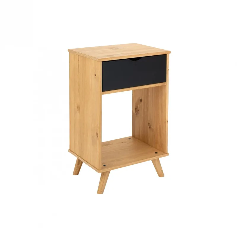 Mesa De Luz 1 Cajón Madera Maciza - Línea Berlín en Madera natural - Mesas de luz, Uruguay | Ecowood