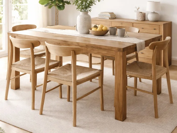 Mesa de Comedor LÍNEA DE CAMPO 1.40m en Madera natural - Mesas de comedor, Uruguay | Finkel, vista 3