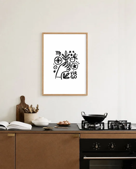 Virgo - Cuadro Signo del Zodíaco en Verde oliva - Láminas, Uruguay | Kiosko de Mar, vista 3