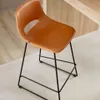 Taburete Zahara piel sintética marrón y acero con acabado negro altura 76 cm en Marrón - Butacas, banquetas y puffs, Uruguay | Kavehome, vista 3 de 8
