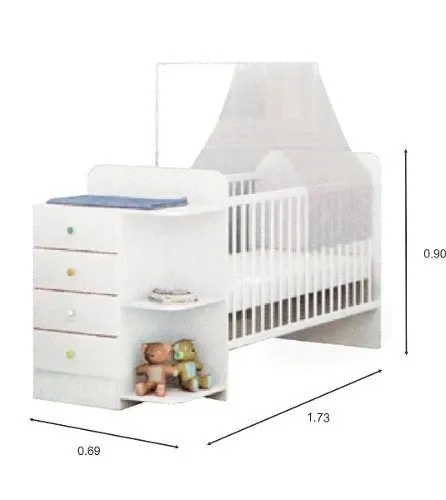Cuna/Cómoda Bebe en Blanco - Dormitorio, Uruguay | Palermo Casa Deco