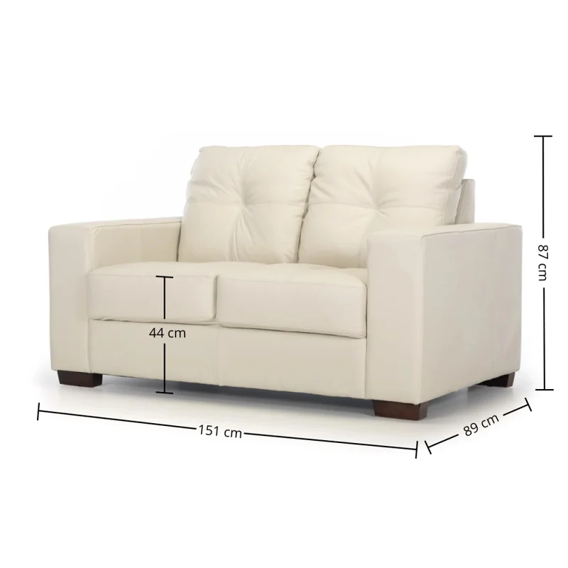 Sofá Fargo - Cuero Básico - 2 cuerpos - 509 (Off White) en Blanco - Sillones y sofás, Uruguay | NYR, vista 3