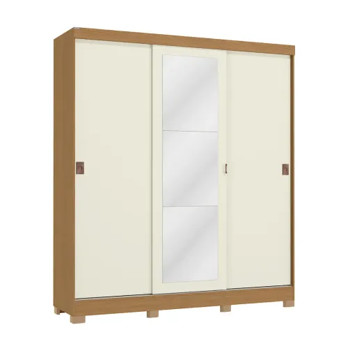 Ropero c/Espejo 3 Puertas Corredizas y 2 Cajones 180cm. en Off-white - Roperos y placares, Uruguay | Delta Center
