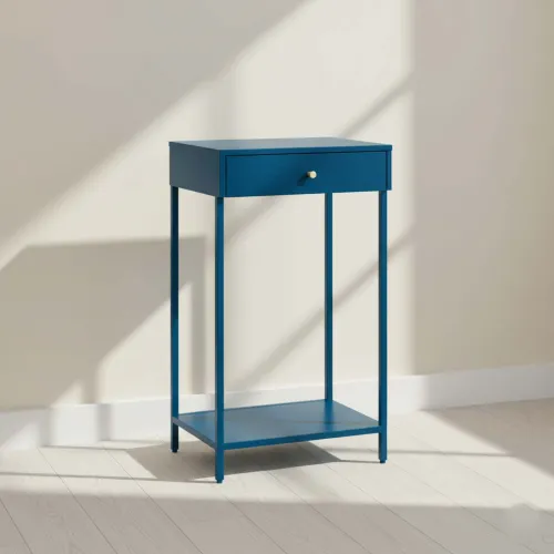 Mesa Lateral Alta Metal Azul Olivia en Azul - Mesas de living, Uruguay | Divino