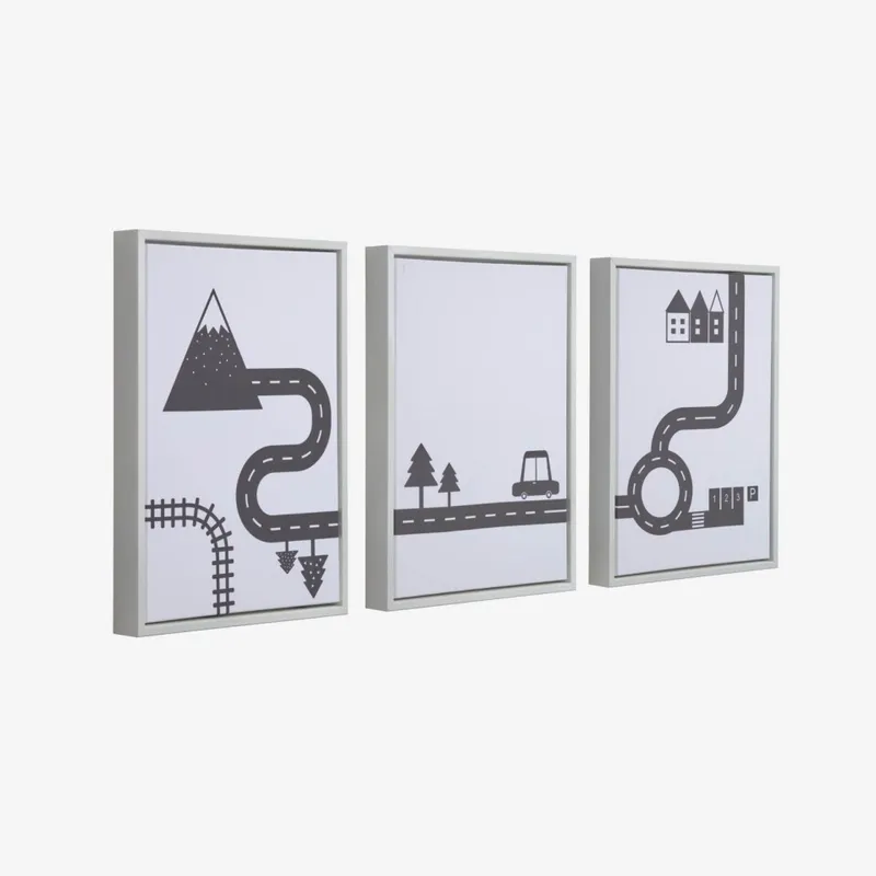 Set Nisi de 3 cuadros coches negro en Negro - Decoración de pared, Uruguay | Kavehome