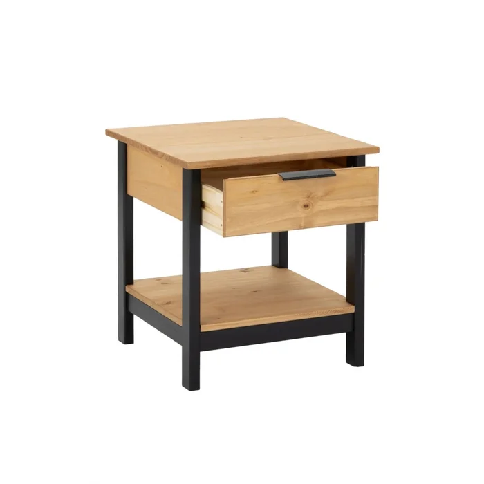 Mesa De Luz Madera 1 Cajón Línea Denver en Madera natural - Mesas de luz, Uruguay | Ecowood, vista 3