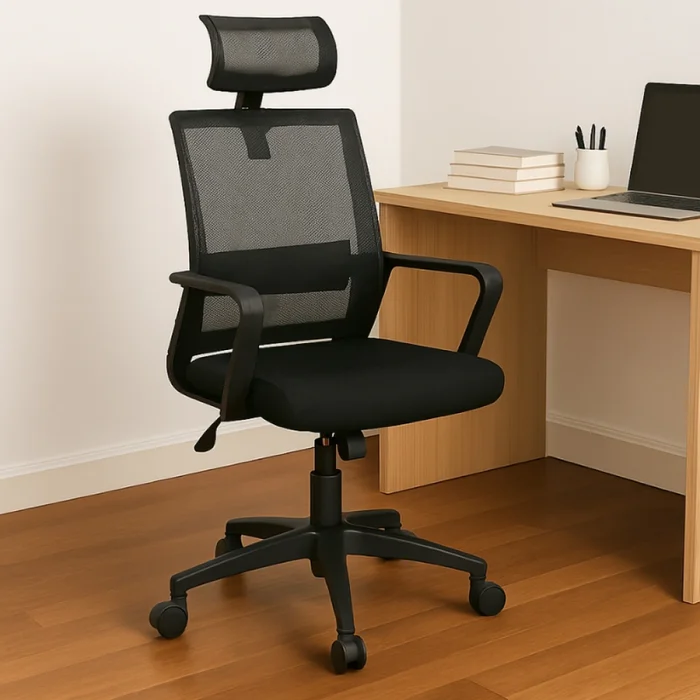 Silla De Escritorio Con Soporte Lumbar Y Apoya Cabeza Negro en Negro - Escritorios y sillas de escritorio, Uruguay | Unilux, vista 2