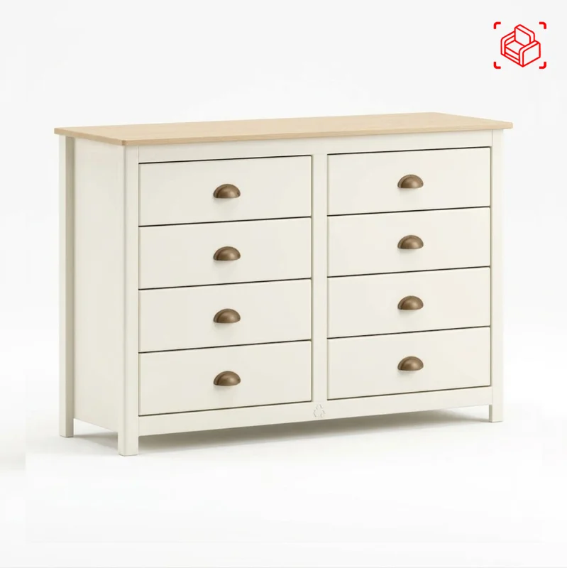 Cómoda Pino Natural-beige Topazio en Blanco - Cómodas, Uruguay | Divino, vista 5