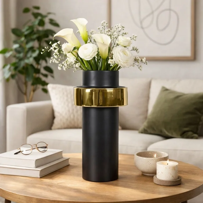 FLORERO ARO I Negro en Negro - Decoración, Uruguay | Viasono
