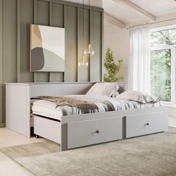 Cama Palino 1 Plaza / auxiliar - Funcional - Gris en Gris - Dormitorio, Uruguay | Rústico Hogar, vista 2
