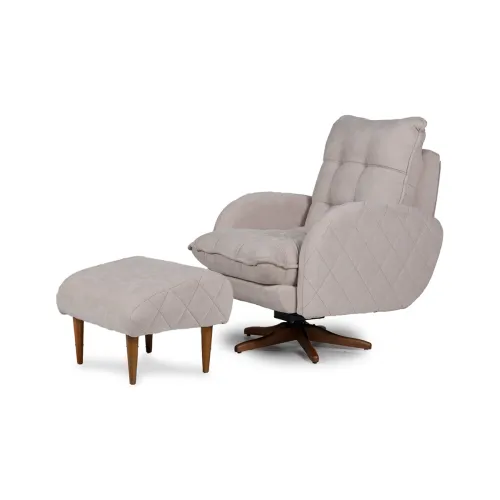 Butaca con Puff Amora - Tela Microfibra - Berlin 02 (Beige) en Beige - Butacas, banquetas y puffs, Uruguay | NYR