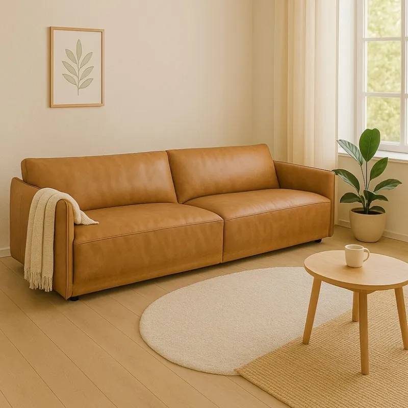 Sillon 3 cuerpos Cuero Natural Romeo en Marrón - Sillones y sofás, Uruguay | La Cueva Muebles