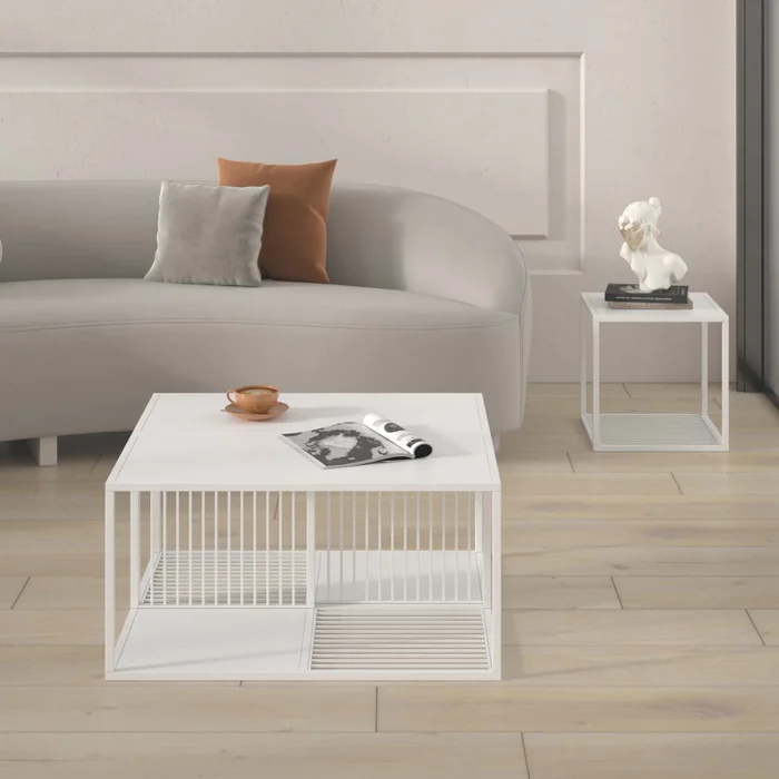 Mesa Ratona Metal Blanco Olivia en Blanco - Mesas de living, Uruguay | Divino, vista 5