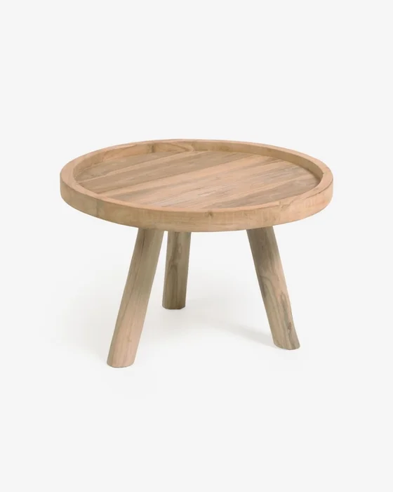 Mesa de centro redonda Glenda madera maciza teca Ø 55 cm en Madera natural - Mesas de living, Uruguay | Kavehome