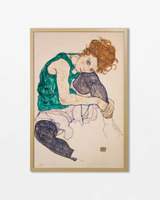 Egon Schiele - Seated Woman with Bent Knees en Multicolor - Láminas, Uruguay | La Cuadrería