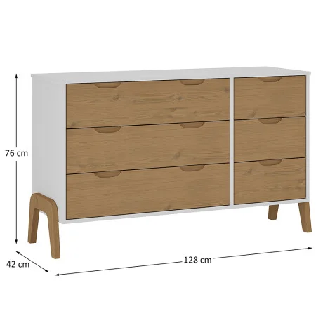 Comoda 6 cajones Linea Veneza - Blanco/Miel en Multicolor - Cómodas, Uruguay | La Cueva Muebles, vista 6